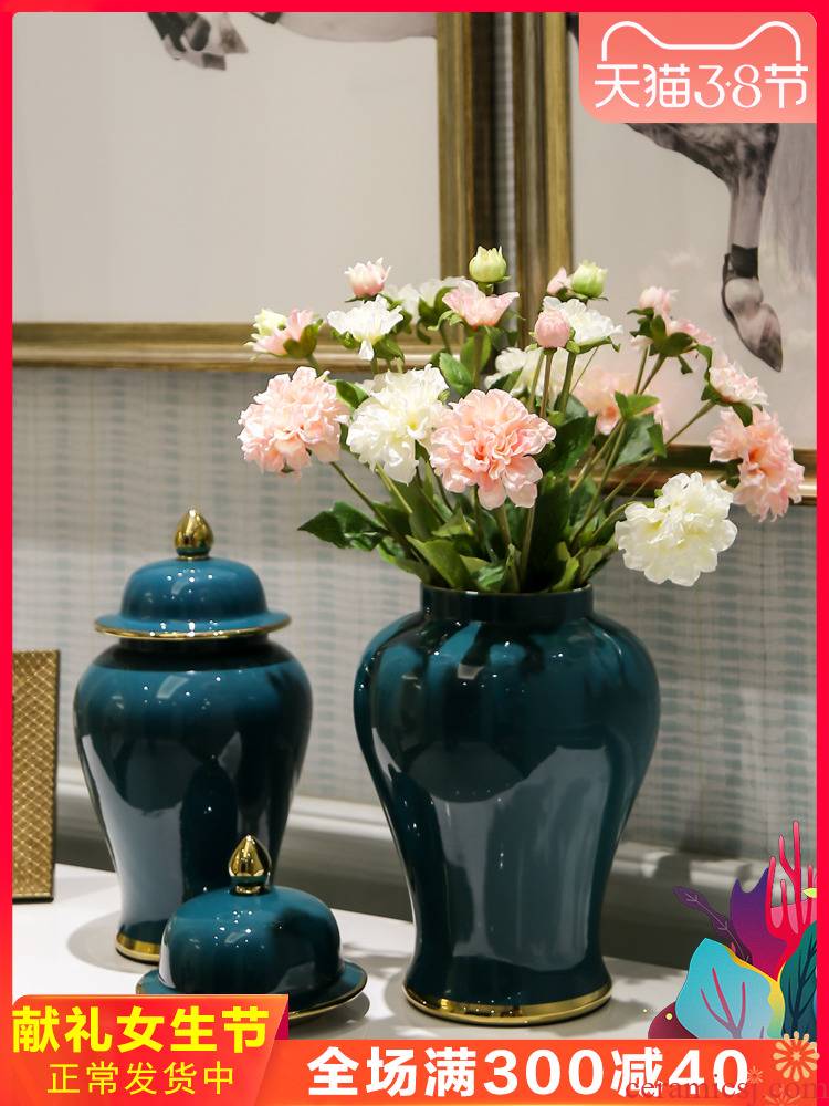 The General light European - style key-2 luxury pot vase furnishing articles sitting room TV ark adornment between example simulation flower art ceramic flowers