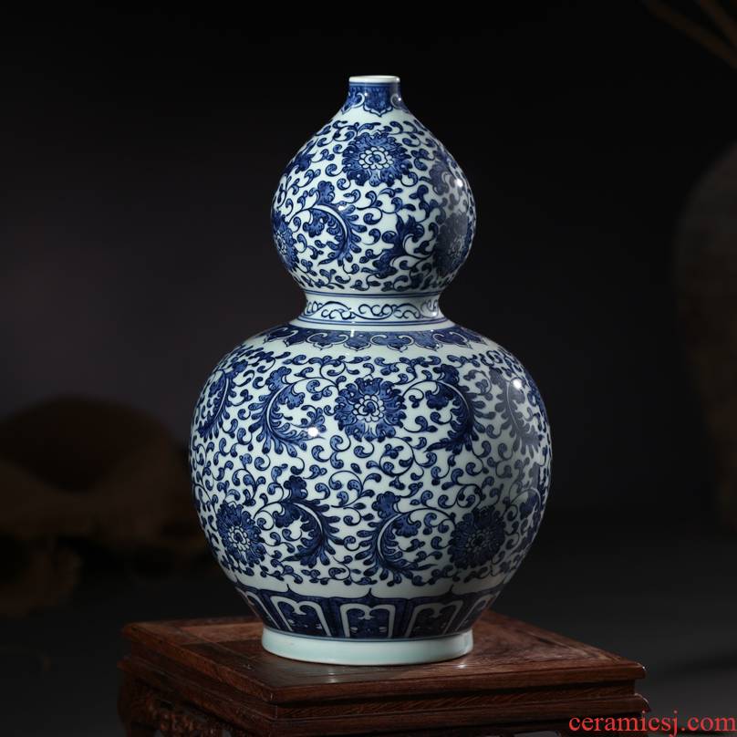Hand - made porcelain of jingdezhen ceramics vase bound branch lotus gourd mesa household act the role ofing is tasted furnishing articles furnishing porcelain