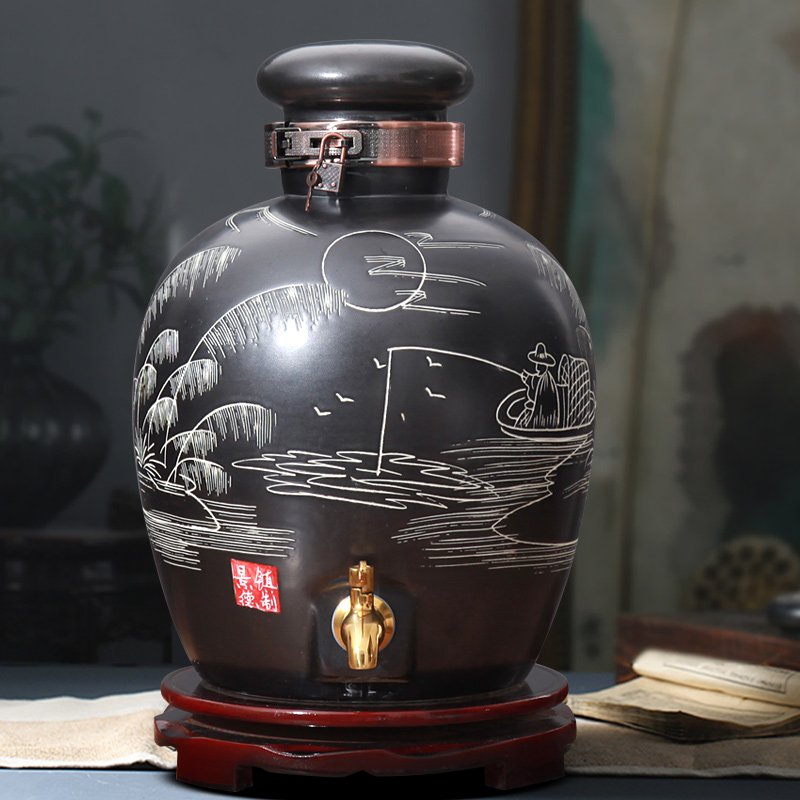 Jingdezhen ceramic jars liquor empty jars 10 jins 20 jins 30 jins jars 50 kg household mercifully bottles