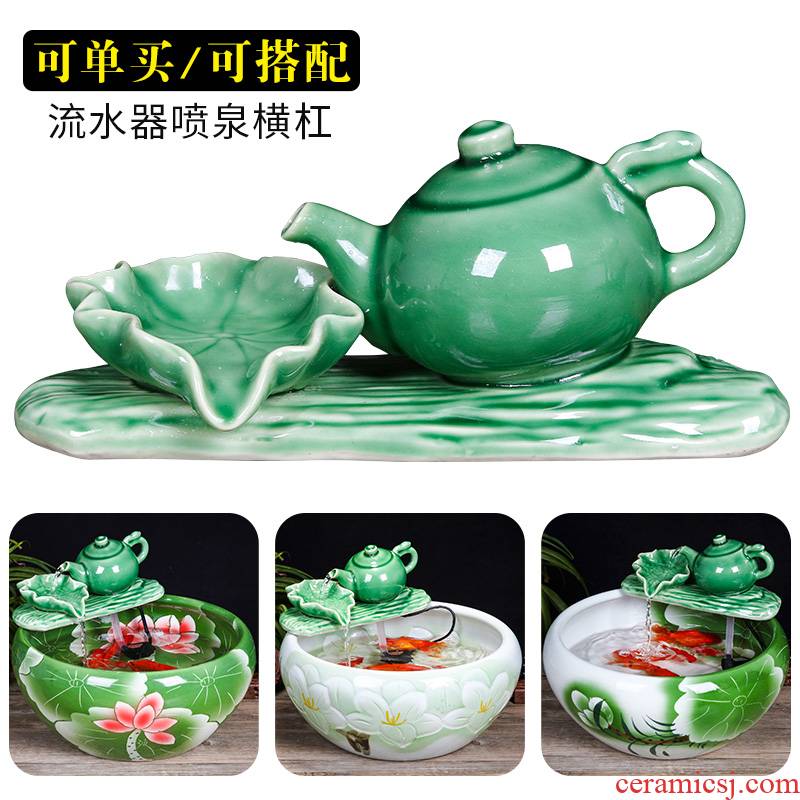 Jingdezhen ceramic aquarium creative household humidifier small fish water, water fountain place indoor