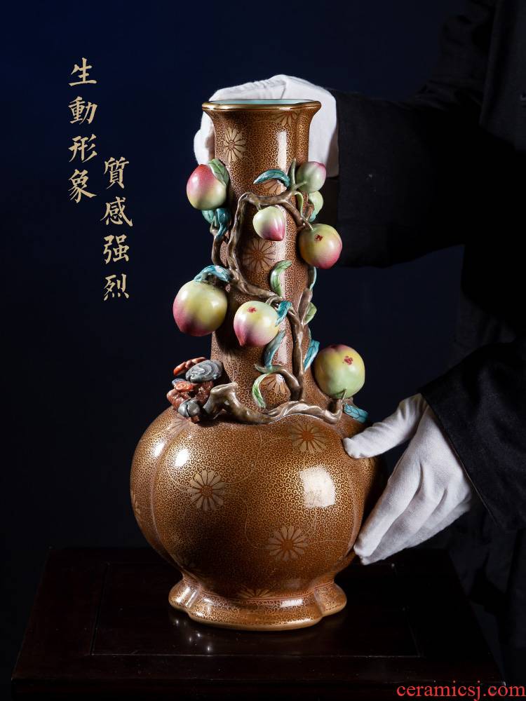 Jia lage jingdezhen ceramic vase YangShiQi up is heavy see colour peach bottles of porch desk that occupy the home furnishing articles