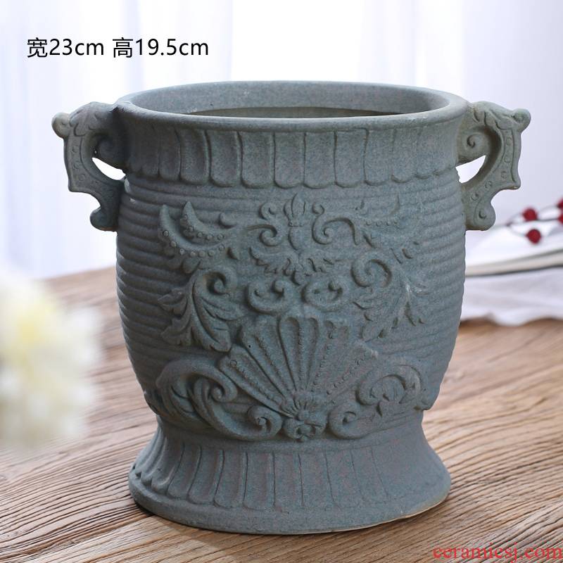 European high old com.lowagie.text.paragraph of large diameter running the meaty plant ceramic flowerpot more than meat, green asparagus flower implement extra large flower pot