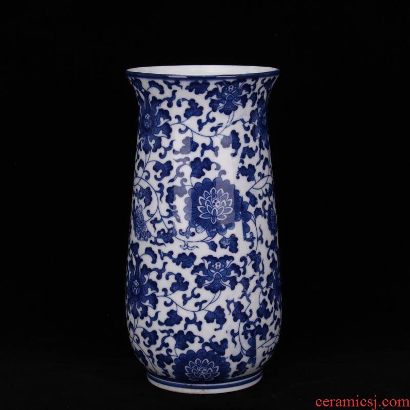 Jingdezhen blue and white porcelain flower hydroponics inserted transshipment is lucky bamboo bamboo ceramics dried flowers sitting room desktop cabinet vase