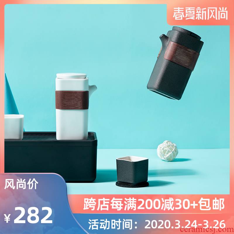 Mr Nan shan crack cup portable travel kung fu tea set water tea tray was Japanese contracted ceramic tea set