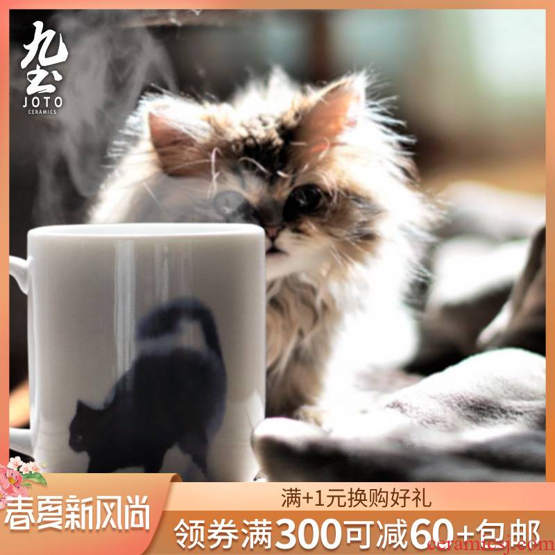 About Nine soil suits for cat ceramic mugs painter American - style coffee cup white porcelain ceramic cup with thick glass cups