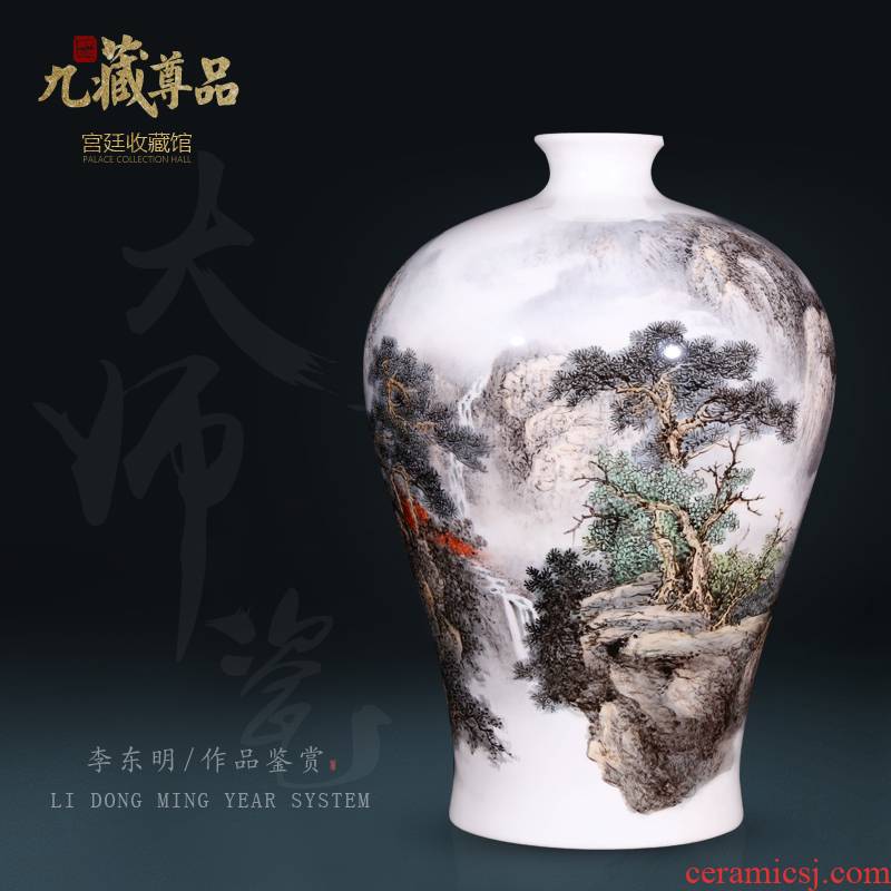 Jingdezhen ceramics dong - Ming li hand - made pastel landscape vase Chinese sitting room porch flower adornment furnishing articles