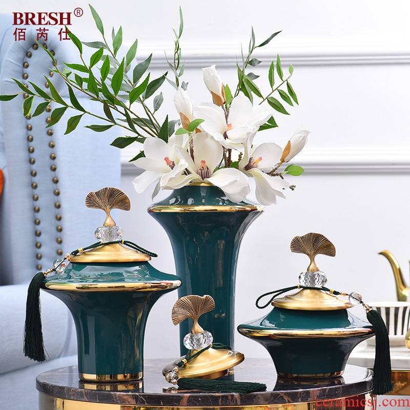 Light European - style key-2 luxury household adornment is placed between example ceramic vases, flower implement simulation flower decoration H1077 sitting room