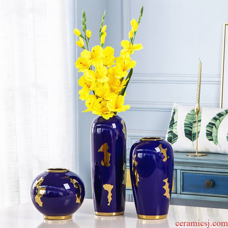 Light the key-2 luxury of modern European jingdezhen ceramic vase furnishing articles sitting room dry flower arranging flowers decorate the table hydroponic ornament