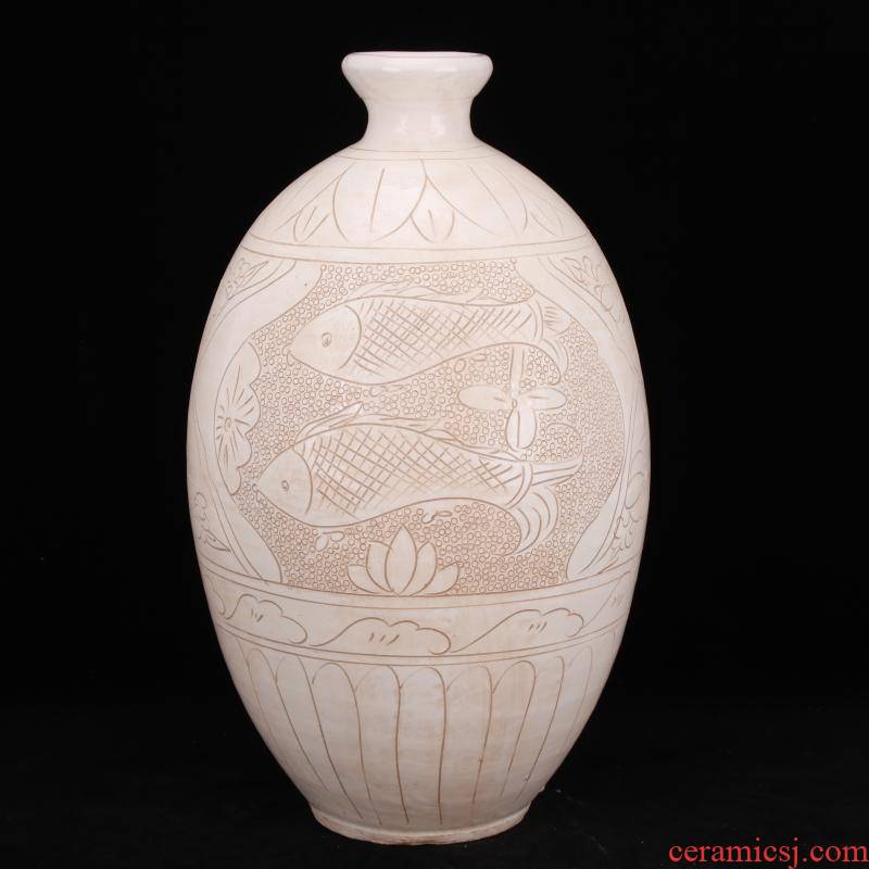 Jingdezhen imitation song dynasty style typeface magnetic state up white Pisces company hotel Chinese style household contracted soft decoration vase furnishing articles