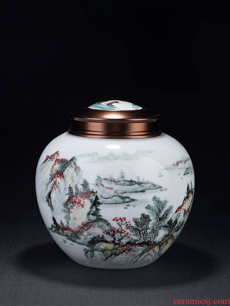 Jingdezhen ceramics hand - made scenery caddy fixings Chinese style household adornment ornament POTS sealed as cans