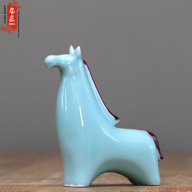 Jingdezhen ceramic furnishing articles horse zodiac dog desktop celadon hand the family decorates a small place decoration is to express it