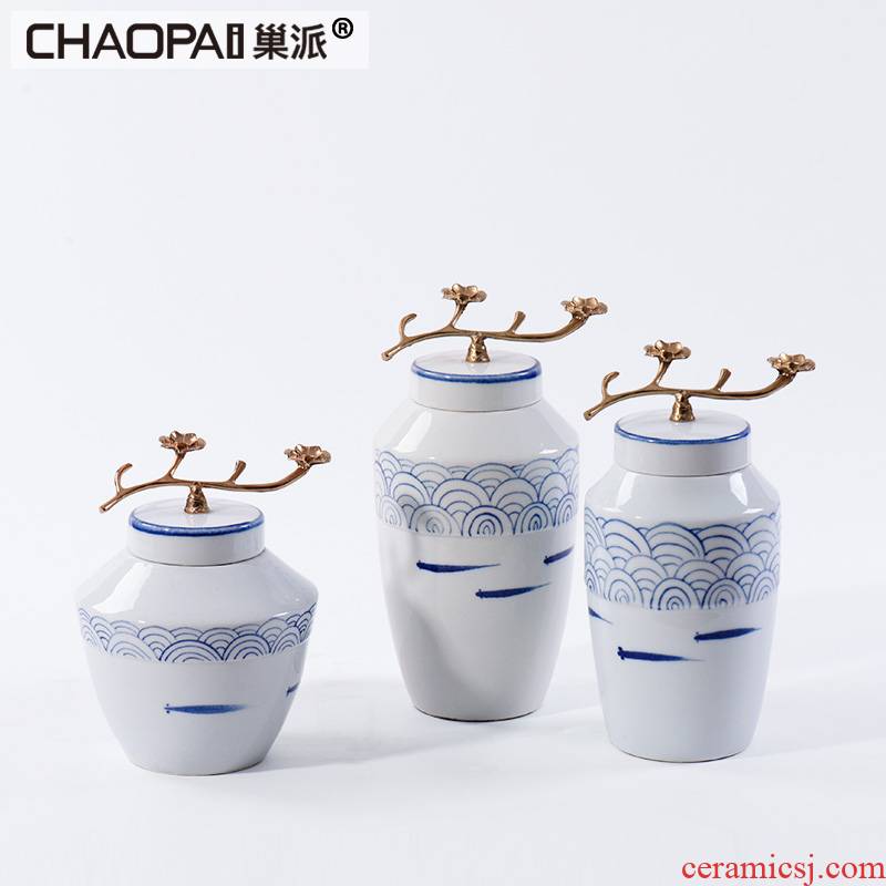 The modern new Chinese style floor show wine hallway soft furnishing articles show ceramic pot sitting room tea table decorations