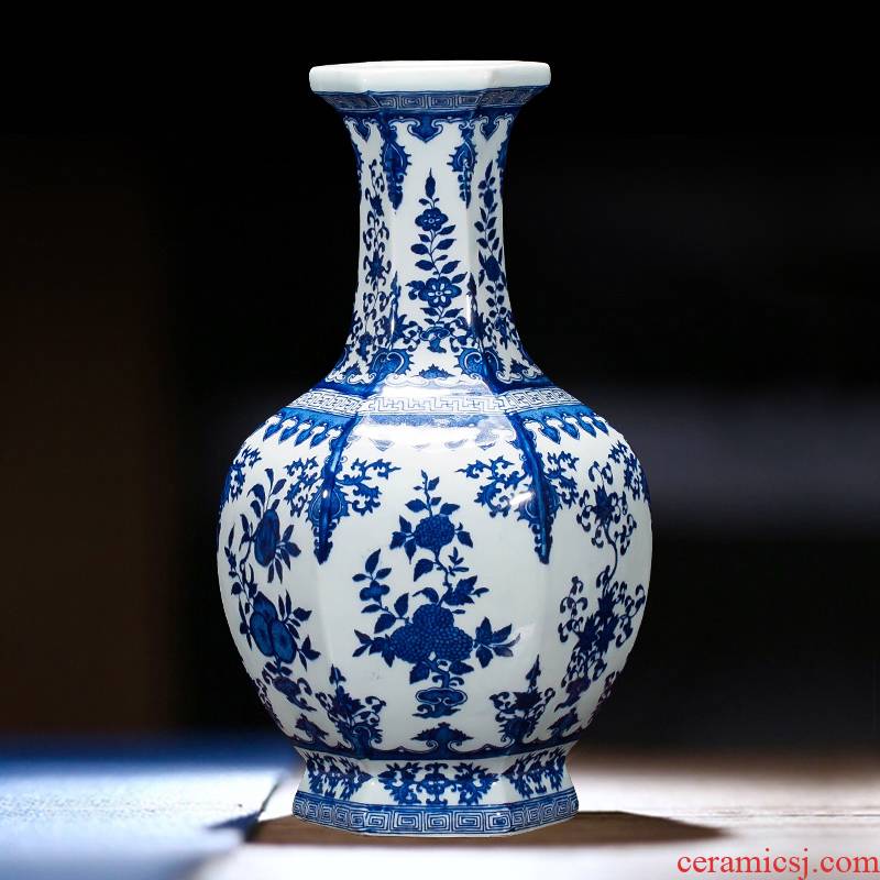 Jingdezhen ceramics vase antique blue - and - white large flower arranging, new Chinese style household, sitting room adornment is placed on