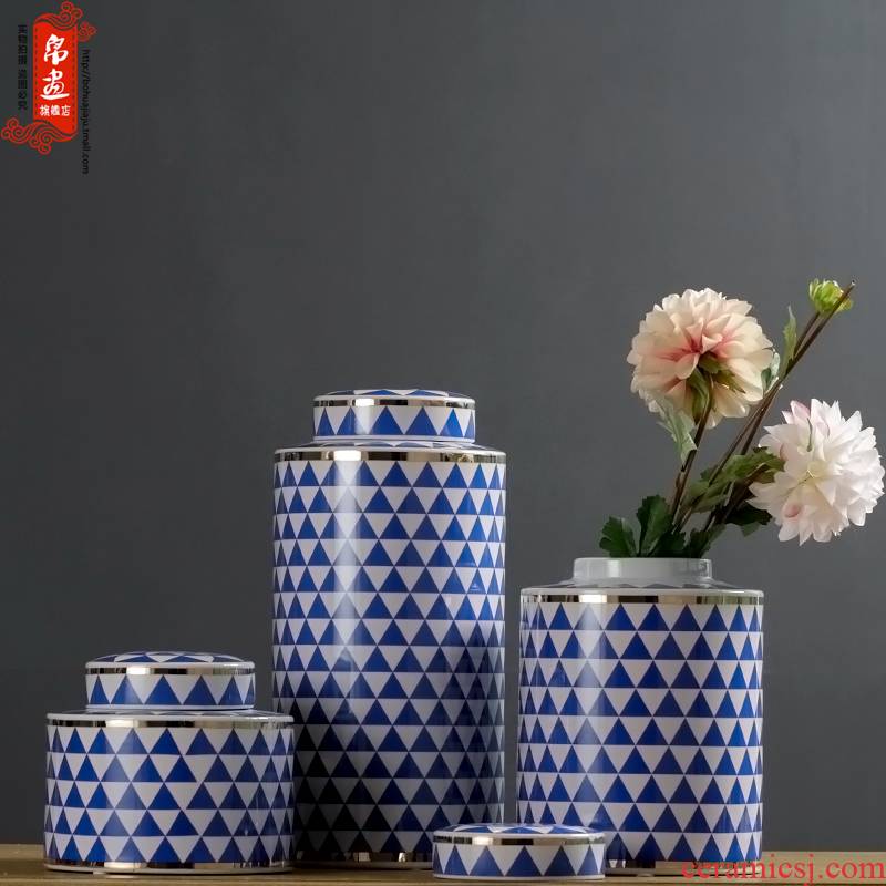 Jingdezhen porcelain pot vase sitting room between European example of new Chinese style household decorates porch creative drum furnishing articles