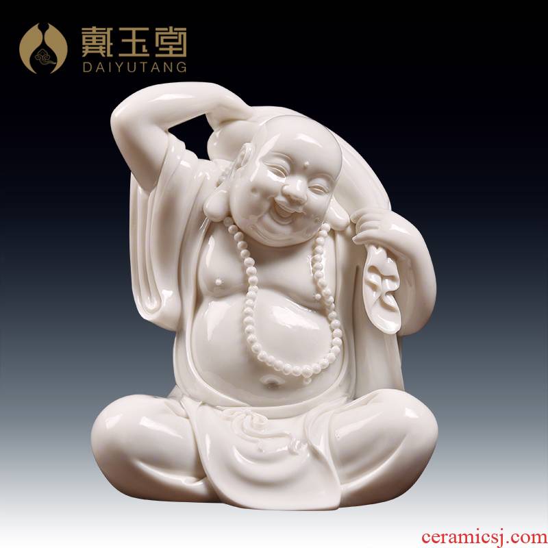 Yutang dai dehua white porcelain bag smiling Buddha maitreya Buddha furnishing articles creative ceramic/sit maitreya D24-103