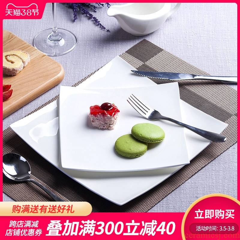 Jingdezhen porcelain tableware of pure ipads square beef steak knife and fork dish creative steak western dishes suit
