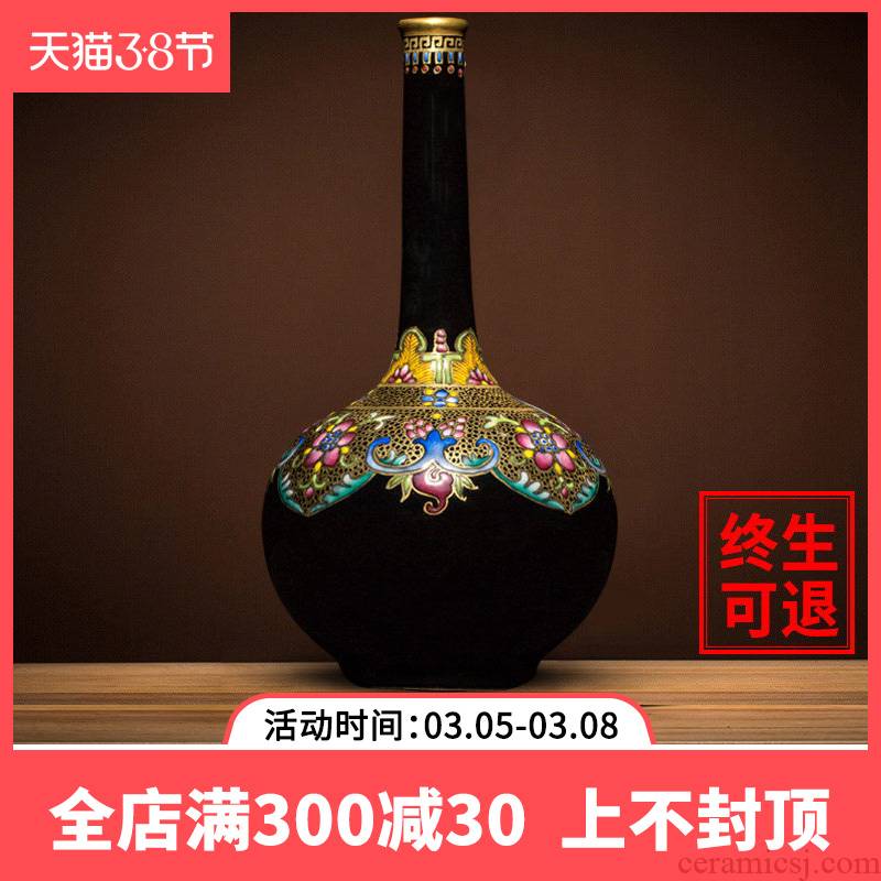 Ning hand - made archaize sealed up with jingdezhen ceramic vase furnishing articles rich ancient frame porcelain flower arranging new Chinese style living room decoration