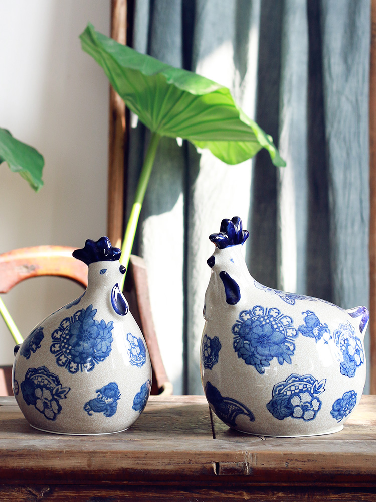 Spends under traditional celadon chicken place new Chinese jingdezhen blue and white porcelain home decoration clear soup WoGuo TV ark