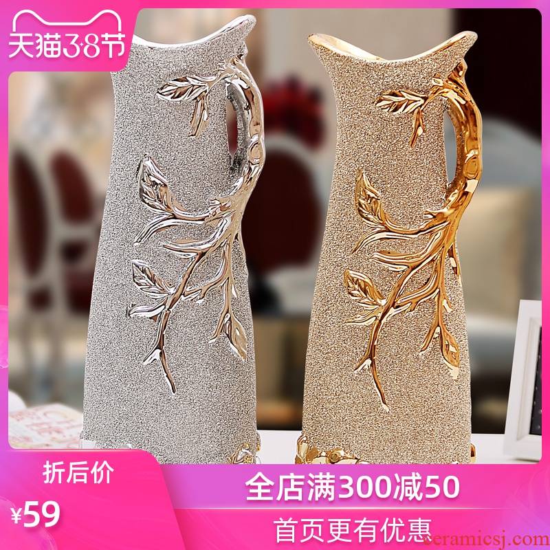 Jingdezhen ceramic craft gifts creative furnishing articles wedding gifts home decoration electroplating frosted trees handle the vase