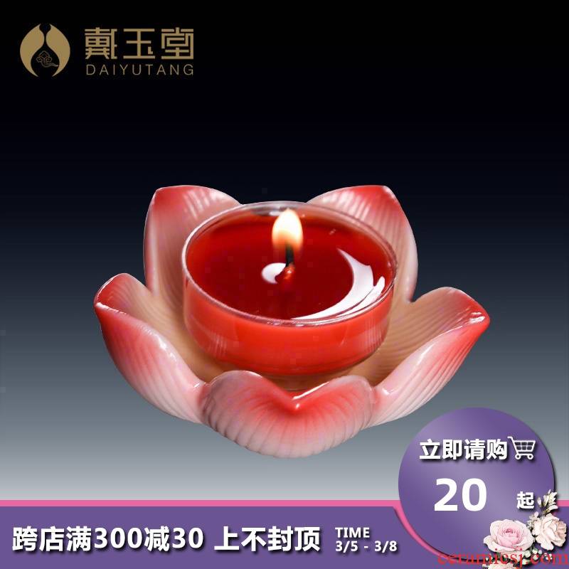 Yutang dai ('m lamps ceramic Buddha enshrined household Buddha with supplies before furnishing articles five petals red lotus based based holders