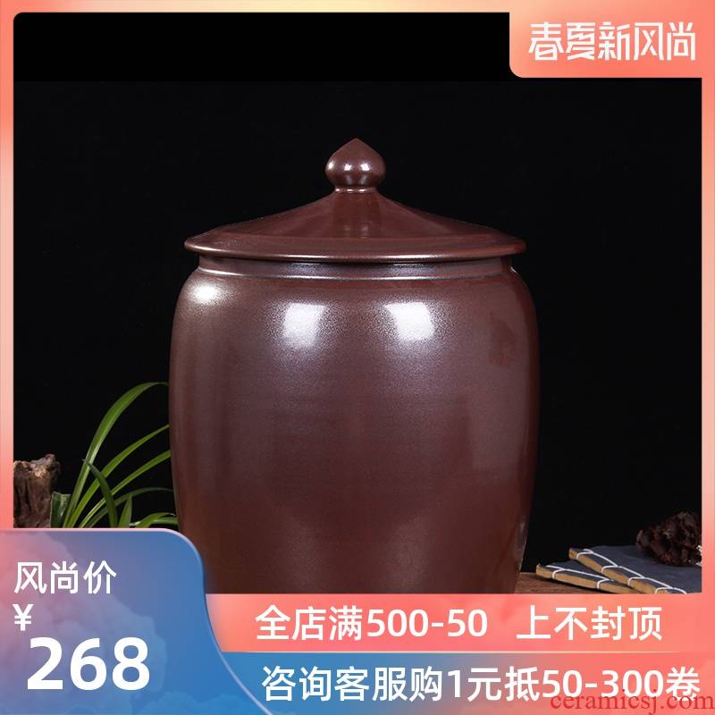 Jingdezhen household moistureproof ceramic cylinder barrel ricer box 20 jins 30 jins the loaded with cover cylinder tank rice storage tank