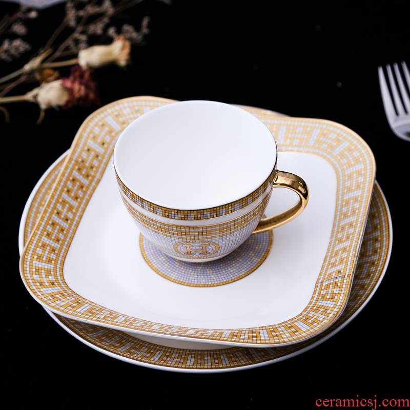 Continental breakfast cup dish plate ceramic steak three - piece suit household breakfast dish food dish one eating utensils
