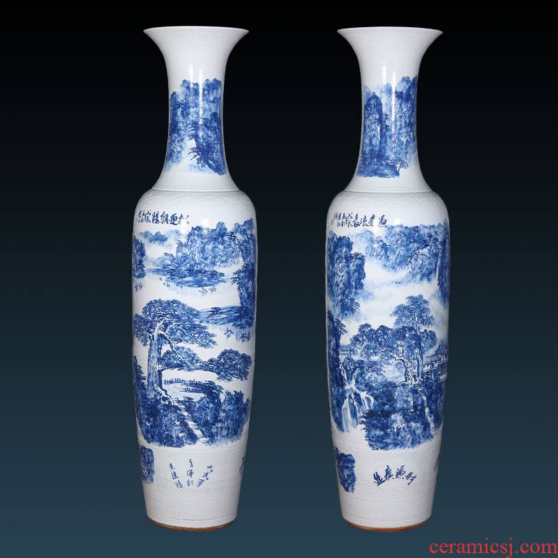 Jingdezhen ceramic hand - made large blue and white porcelain vase furnishing articles sitting room of Chinese style adornment hotel opening gifts