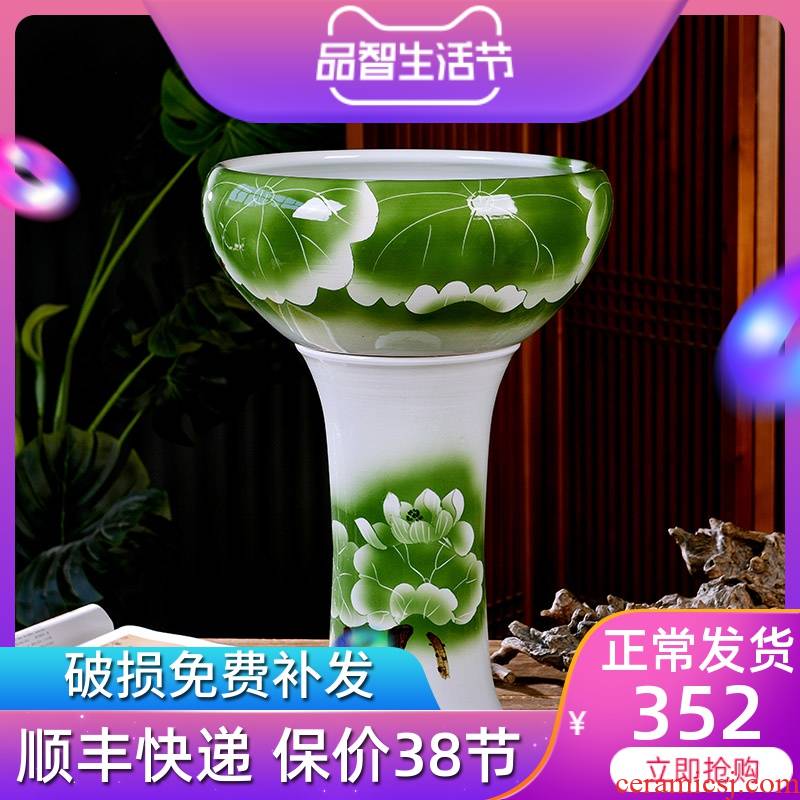 Jingdezhen ceramic fish bowl pillar aquariums sitting room informs the large gold is suing circular cylinder tortoise