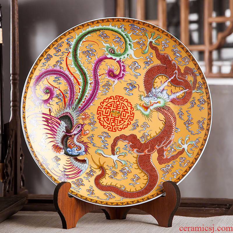Jingdezhen ceramics furnishing articles household decorations hanging dish sitting room ark, auspicious decoration plate of Chinese arts and crafts