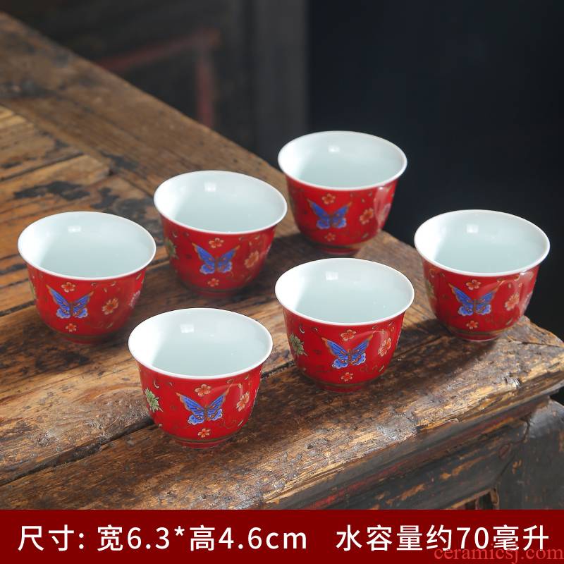 Variable cup built lamp cup retro kung fu master cup single cup tea light sample tea cup ceramic cups Tmall glaze porcelain