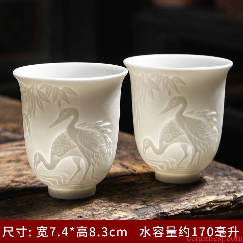 Suet jade porcelain masters cup large household dehua white porcelain ceramic tea cup sample tea cup single pu - erh tea fragrance - smelling cup