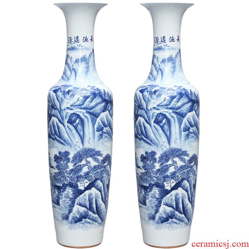 Jingdezhen ceramics hand - made of blue and white porcelain has a long history of large vases, sitting room adornment is placed for the opening gifts