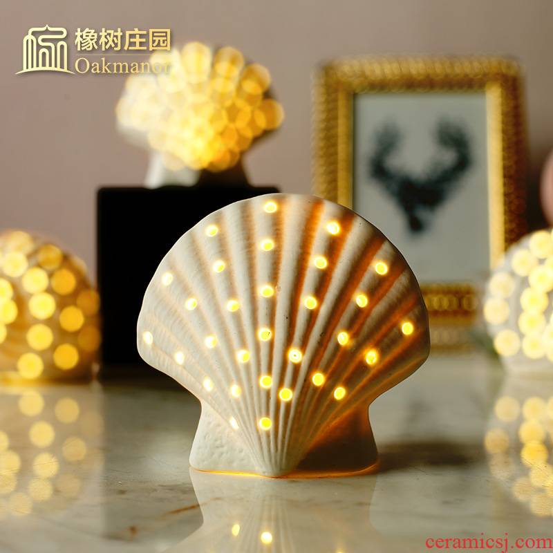 Small night towns Nordic furnishing articles shell lamp ceramic creative valentine 's day, the bedroom room decoration desktop ornaments