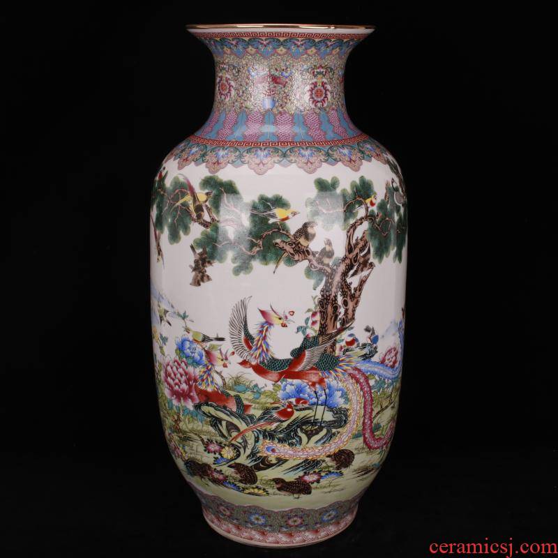Archaize of jingdezhen porcelain birds pay homage to the king, the idea for gourd bottle of large vases, Chinese domestic outfit company store decoration vase