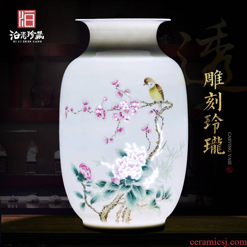 Jingdezhen ceramic hand - made flower arranging thin foetus vase furnishing articles of modern Chinese style of new Chinese style household, sitting room porch decoration