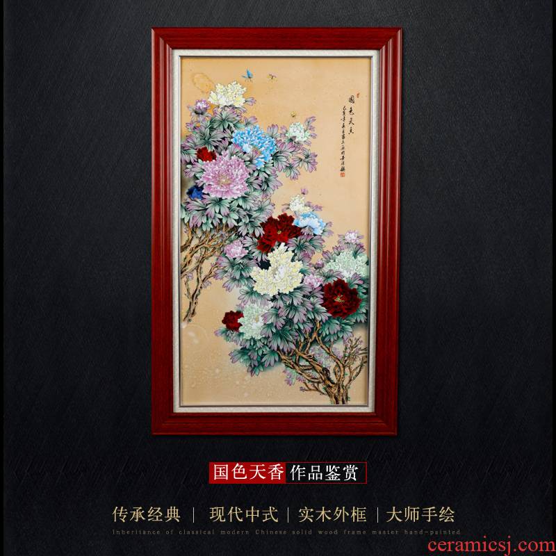 Jingdezhen mural decoration calligraphy and painting the sitting room porch painting masters hand - made blooming flowers porcelain plate painting calligraphy and painting collection plate