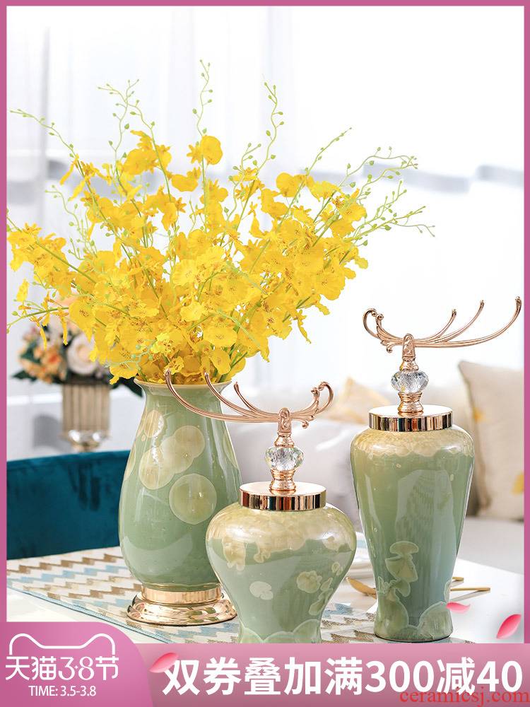 European ceramic vase furnishing articles flower arranging flowers simulation table sitting room suit TV ark, porch home decoration