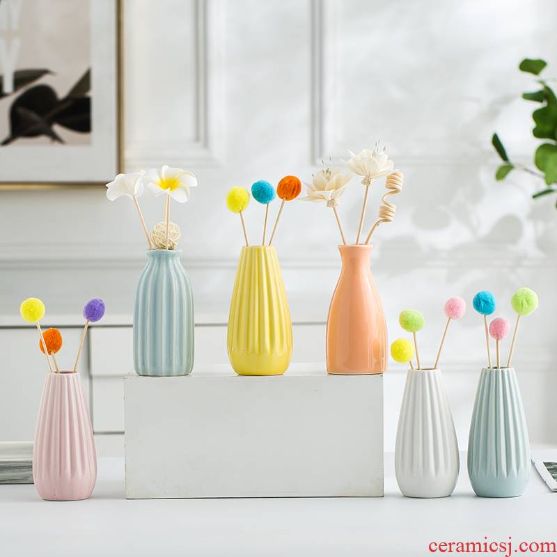 Nordic ins ceramic mini fresh fragrance dried flower vase floret bottle desk decoration furnishing articles floret