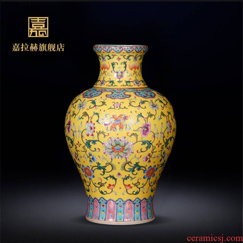 Jia lage jingdezhen ceramics YangShiQi master hand draw archaize plunge into the dark around the eight immortals branch lines of the reward bottle vase