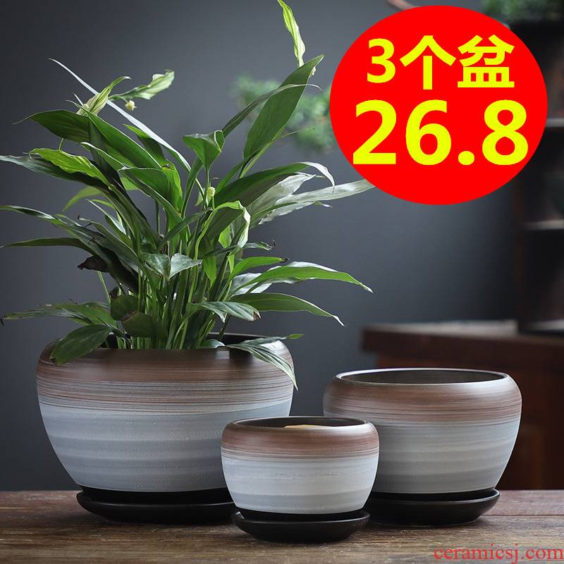 Flowerpot ceramic special offer a clearance of large household contracted wind belt tray in China creative move more than other meat Flowerpot