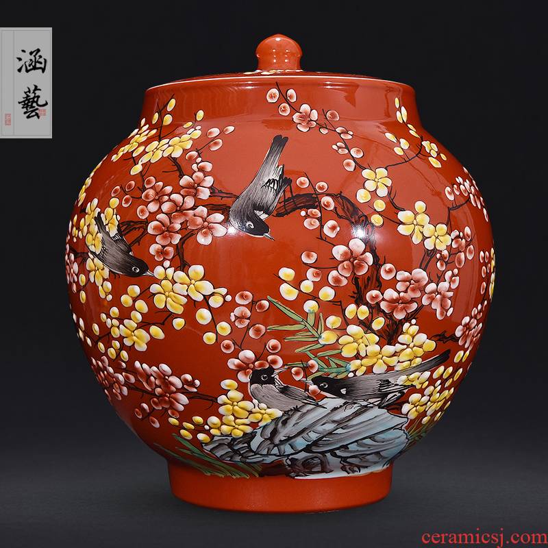 Jingdezhen ceramics hand - made vases, flower receptacle furnishing articles storage tank sitting room tea pot of new Chinese style decoration