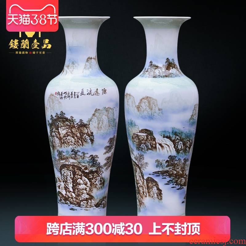 Jingdezhen ceramics hand - made scenery of large vases, new Chinese style villa living room hotel opening decorative furnishing articles