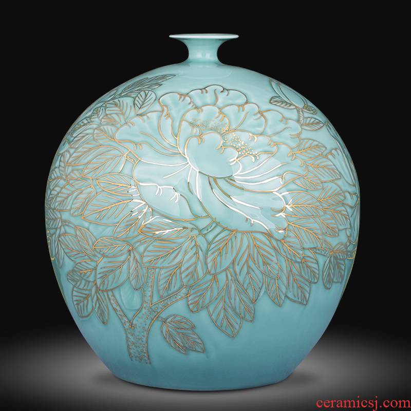 The Master of jingdezhen ceramics vase hand - made shadow blue paint pomegranate bottles of Chinese style living room decoration office furnishing articles