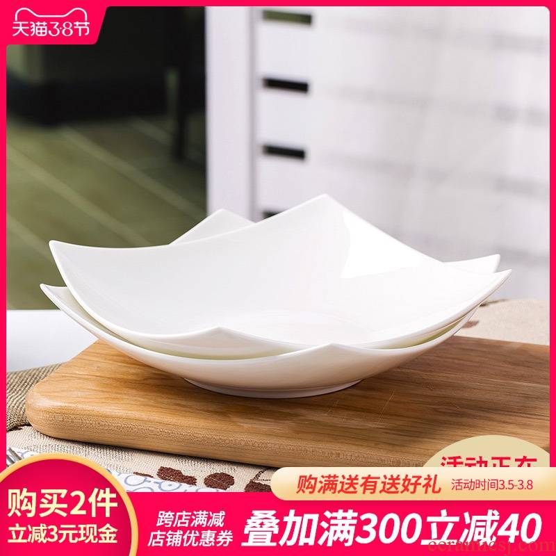 Jingdezhen tableware pure white ceramic plate salad plate household pasta square plate ipads porcelain dish dish dish newborn