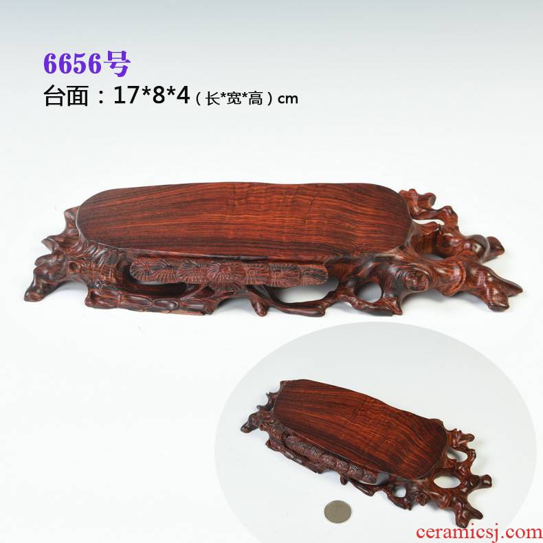 Pianology picking red rosewood carving stone, ceramic tea pot - the root carving handicraft furnishing articles pottery excavated wood base