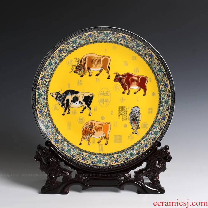 "Four fashion five NiuTu jingdezhen ceramics porcelain painting decoration decoration home decoration arts and crafts