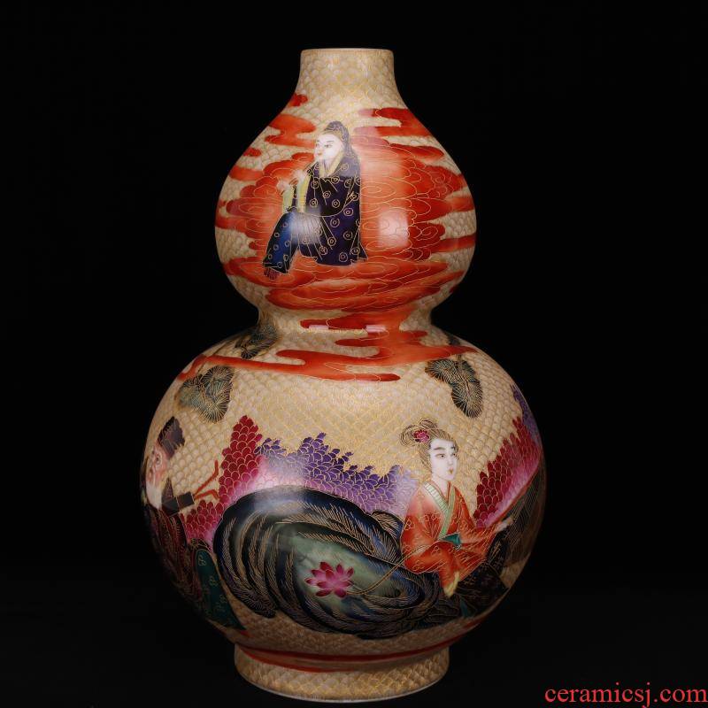 Jingdezhen ceramics the qing qianlong model of archaize of pure hand - made paint hand - cut wire inlay the eight immortals gourd bottle home furnishing articles