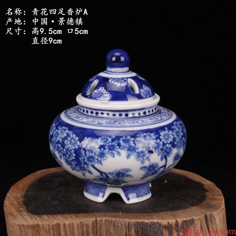 Storage tank under glaze blue small caddy fixings ceramics hand - made archaize of blue and white porcelain powder tank censer tea furnishing articles