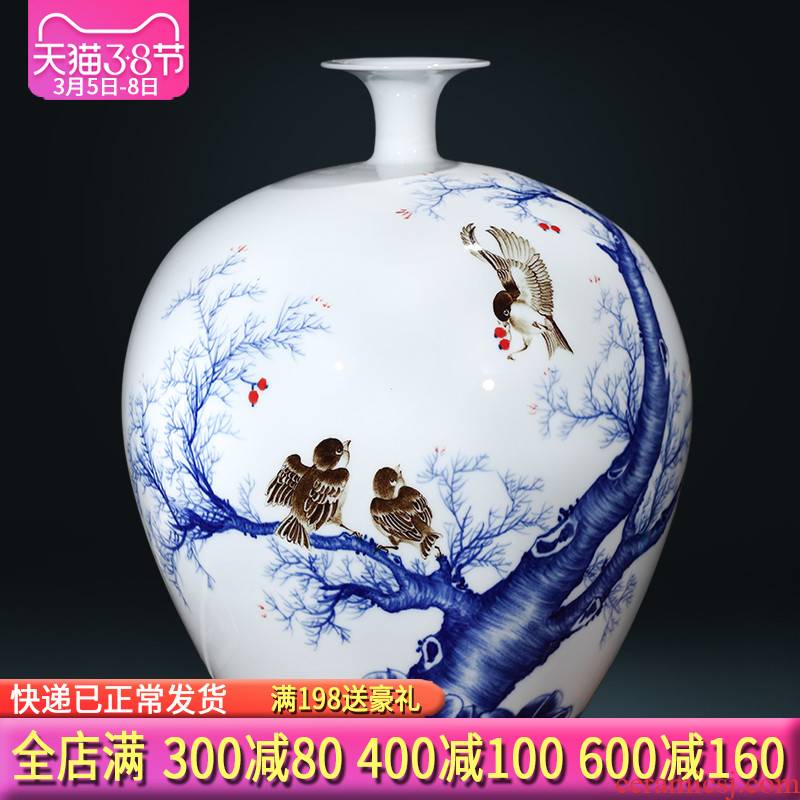 Famous master of jingdezhen ceramics hand - made vases large - sized pomegranate bottle the vibrant new Chinese style living room furnishing articles