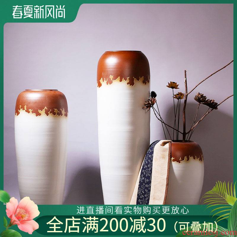 Jingdezhen ceramic vase sitting room flower arranging furnishing articles furnishing articles three - piece contracted household jugs of large vase